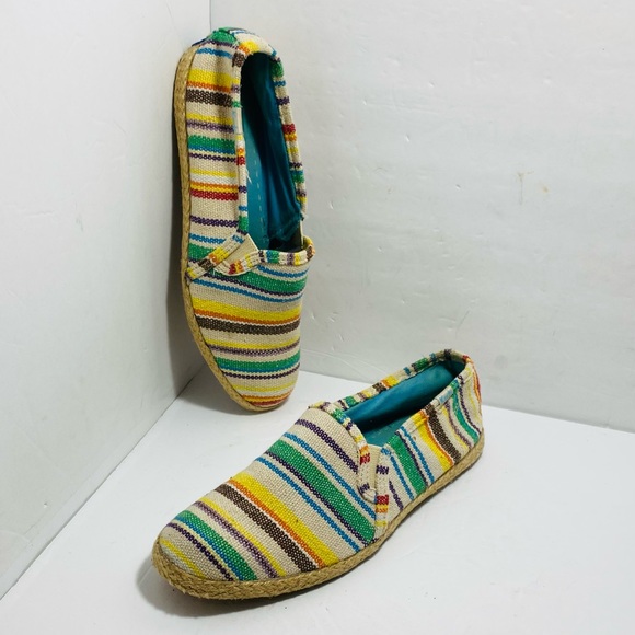 Keds Striped Espadrille Shoes Ethnic Boho Womens 8 Casual Slip On Jute Loafers - Picture 2 of 7